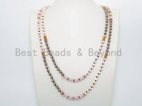 NEW STYLE 60" Extra Long Hand Knotted Multi Color Crystal Necklace Chain, 5x8mm Crystal with Brass Spacer Beads, SKU#D25 BestbeadsbeyondUS