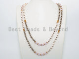 NEW STYLE 60" Extra Long Hand Knotted Multi Color Crystal Necklace Chain, 5x8mm Crystal with Brass Spacer Beads, SKU#D25