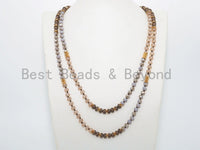 NEW STYLE 60" Long Hand Knotted Multi Color Crystal Necklace Chain, Double Wrap Necklace, 5x8mm Crystal with Brass Spacer Beads, SKU#D26