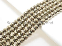 PYRITE COLOR Gold Hematite Titanium plated beads, 2/3/4/6/8/10mm Round Smooth Hematite, SKU#S92