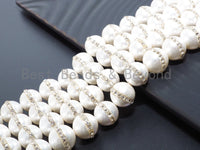 6mm/8mm/10mm/12mm Round Pearl with rhinestone inlaid, White Round Mother of Pearl Beads, 15.5inch Full strand,SKU#V19