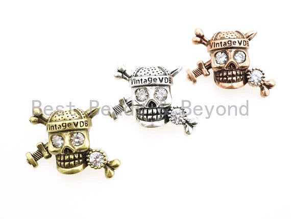 Antique Pirate Skull Paracord Beads, For Paracord Bracelet Survival Bracelet EDC Bracelet Lanyard Making, DIY Jewelry 20x26mm, 1pc, sku#Y91