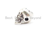 3D Antique Style Skull Bead, CZ Pave Skull Beads, Gold/Silver/Copper Skull Charm, Men's Bracelet Beads, 8.7x12x9.6mm, 1pc, sku#Y139
