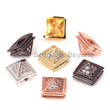 CZ Micro Pave Square Beads, Pyramid Spacer Beads, Men's Jewelry Findings, 10mm/8mm,  sku#Y201