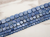 High Quality Natural Kyanite Gemstone beads, 6mm/8mm/10mm/12mm/14mm/16mm/18mm Flat Square Blue Gemstone Beads, 15.5" strand, SKU#U4
