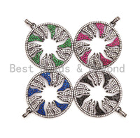Large CZ Micro Pave Hollow out Flower/Flame Pendant/Charm,Green/Black/Fuchsia/Cobalt Cubic Zirconia Pendant, Black plated, 38mm, sku#F496