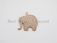 CZ Micro Pave Large Elephant Pendant/Focal,Cubic Zirconia Paved Charm, Necklace Bracelet Charm Pendant, 32x35mm, sku#F520