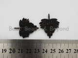 Black CZ Pave On Black Micro Pave Leaf Pendant/Charm,Cubic Zirconia Pendant,Fashion Jewelry Findings, 31x36mm, sku#F540