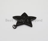 Black CZ Pave On Black Micro Pave Five Point Star Pendant/Charm,Cubic Zirconia Pendant,Fashion Jewelry Findings, 31x32mm, sku#F538