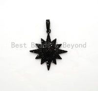 Black CZ Pave On Black Micro Pave Star Charm Beads, Cubic Zirconia Paved Star Charm,32x36mm, sku#F541 BestbeadsbeyondUS