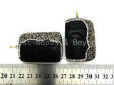 Rare Large Size Black Obsidian Buddha Head Pendant, Pave Crystal Rhinestone Encrusted Buddha Pendant,37x52x10mm,sku#V21