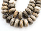 8-18mm High Quality Natural Fossil Coral Gemstone Graduated Beads, Faceted/Smooth Rondelle Gemstone Beads,15inch strand, SKU#U210/U200