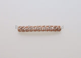 CZ Micro Pave Twill Curved Tube Beads, Tube Beads for Bracelet, CZ Pave Spacer, Gold/Rose Gold/Black/Silver Spacer Tube, 5x35mm,sku#G400