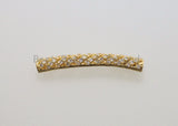 CZ Micro Pave Twill Curved Tube Beads, Tube Beads for Bracelet, CZ Pave Spacer, Gold/Rose Gold/Black/Silver Spacer Tube, 5x35mm,sku#G400