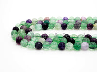 Natural Smooth Round Fluorite beads, 6mm/8mm/10mm/12mm Natural Green Purple Gemstone beads, Round Fluorite Beads, 15.5inch strand, SKU#U244