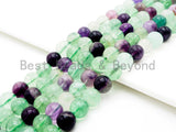 Natural Smooth Round Fluorite beads, 6mm/8mm/10mm/12mm Natural Green Purple Gemstone beads, Round Fluorite Beads, 15.5inch strand, SKU#U244