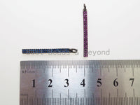 CZ Micro Pave Long Bar Pendant, Cubic Zirconia Strip Pendant, Green/Fuchsia/Turquoise/Cobalt/Black Micro pave pendant, 32x3mm, sku#F483