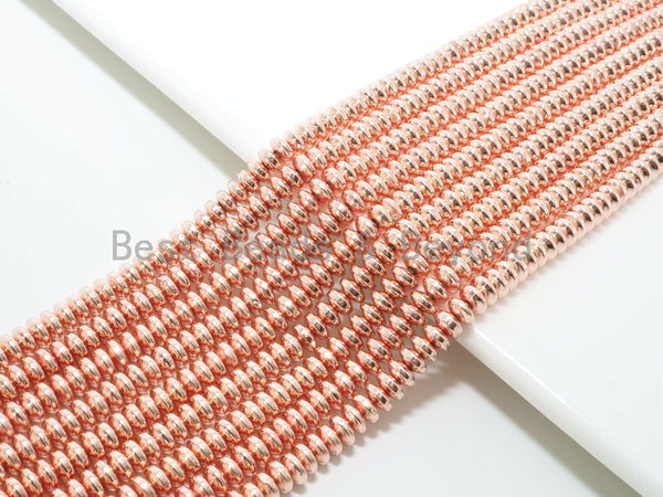 Natural Rose Gold Copper Color Hematite-2x3/2x4/3x6/3x8mm Rondelle Faceted/Smooth Gemstone Beads-15.5 inch FULL strand-SKU#S90