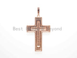 Large CZ Micro Pave Cross Pendant with Cross Symbol,Gold/Silver/Black/Rose Gold Cross,Cubic Zirconia Jewelry Findings,28x38mm,sku#F484
