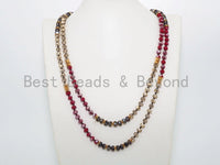 NEW STYLE 60" Extra Long Hand Knotted Multi Color Crystal Necklace Chain, 5x8mm Crystal with Brass Spacer Beads, SKU#D25