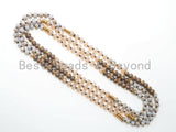 NEW STYLE 60" Long Hand Knotted Multi Color Crystal Necklace Chain, Double Wrap Necklace, 5x8mm Crystal with Brass Spacer Beads, SKU#D26