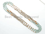 NEW STYLE 60" Long Hand Knotted Mixed Color Crystal Necklace Chain, Double Wrap Necklace, 4x6mm Crystal with Brass Spacer Beads, SKU#D27