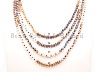 NEW STYLE 60" Extra Long Hand Knotted Multi Color Crystal Necklace, Double Wrap Necklace, 4x6mm Faceted Crystal with Brass Spacer, SKU#D28