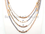 NEW STYLE 36" Long Hand Knotted Multi Color Crystal with Gold Accent Necklace, 4x6mm Crystal with Toggle and Brass Spacer Beads, SKU#D30