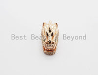 CZ Micro Pave Dragon Head Beads, Cubic Zirconia Spacer Beads, Animal Beads, Men's Bracelet Findings,15mm, sku#Y109