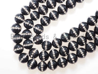6mm/8mm/10mm/12mm Round Black Onyx with rhinestone inlaid, Natural Gemstone Beads, 15.5inch Full strand, SKU#V18