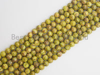 Smooth Round Africa Turquoise beads, 6mm/8mm/10mm/12mm Yellow Green Gemstone beads, AfricaTurquoise beads, 15.5inch strand, SKU#U267