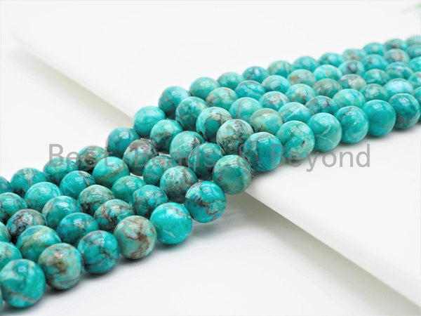 Smooth Round African Turquoise beads, 6mm/8mm/10mm/12mm Blue Green Gemstone beads, Africa Turqoise beads, 15.5inch strand, SKU#U268