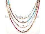 NEW STYLE 36" Long Hand Knotted Multi Color Crystal Necklace Chain, with Toggle, 4x6mm Crystal with Brass Spacer Beads, SKU#D29