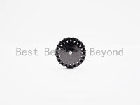 Black CZ Micro Pave On Black Flower Wheel Spacer Beads, Cubic Zirconia Coin Spacer Beads, Micro Pave Beads,6/8/10/12mm, sku#C73