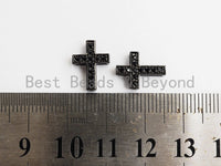 Black CZ Micro Pave On Black Cross Spacer Beads, Cubic Zirconia Cross Space Beads, Cross Charm, 10x13x4mm, SKU#C79