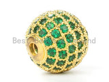 6mm/8mm/10mm/12mm Micro Pave Green CZ Round Ball, Green Pave Gold/Silver/Rose Gold/Black Rhodium Bead Focal, Pave Beads, 1/2pcs sku#G308G