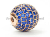 6/8/10/12mm Micro Pave Cobalt Blue CZ Stone Round Ball,  Blue Pave Gold/Silver/Rose Gold/Black Rhodium Bead Focal, Pave Beads, sku#G308B