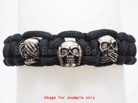 Antique Style Skull Bead, Paracord Survival Bracelet Beads,Keychain Lanyard Making Beads,Men's Jewelry Findings,9x9x10mm,sku#Y113