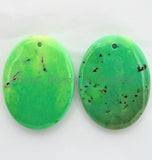 Natural Green Grass Agate Oval Pendant , Green Oval Beads, Loose Gemstone Pendant, 30x40x6mm, SKU#U274