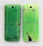 Natural Green Grass Agate Rectangle Pendant, Green Rectangle Beads, Loose Gemstone Pendant, 18x42x5mm, SKU#U275