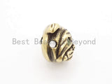 Antique Gold/Copper Bulldog Animal Head Bead, Animal Charm, CZ Pave Dog Spacer Beads, Men's Bracelet DIY, 13x11x11mm, sku#Y136