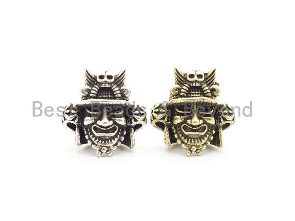 Antique Style Samurai Helmet Bead, Paracord KeyChain Lanyard Beads,Mens Bracelet Findings, 19x19x12mm, 1pc, sku#Y129