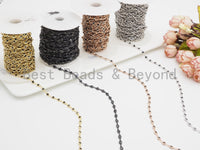 1 Foot/Yard- Black CZ Beaded Chain-4mm Cubic Zirconia Gold Silver Rose Gold Gunmetal Plated Bezel Chain, Bezel Connector Beads, sku#E402