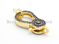 CZ Micro Pave Dual Color Lobster Claw Clasp/Link Connector, Pave Claw Clasp, Micro Pave Clasp, 14x27mm sku#H128