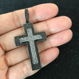 Large CZ Micro Pave Cross Pendant with Cross Symbol,Gold/Silver/Black/Rose Gold Cross,Cubic Zirconia Jewelry Findings,28x38mm,sku#F484