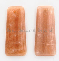 Natural Brown Moonstone Trapezoid Pendant, Peach Brown Trapezoid Beads, Loose Gemstone Pendant, 15x35x5mm, SKU#U272