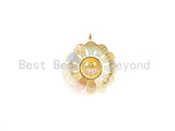 Rainbow Color CZ Micro Pave Smiley Face Sunflower Pendant/Focal, Pave pendant Gold,Silver,Rose Gold,Black plated,44mm,sku#F487