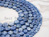 High Quality Natural Kyanite Gemstone beads, 6mm/8mm/14mm Flat Coin Blue Gemstone Beads, 15.5" Full Sstrand, SKU#U2
