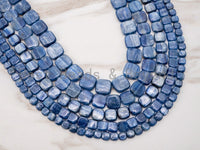High Quality Natural Kyanite Gemstone beads, 6mm/8mm/10mm/12mm/14mm/16mm/18mm Flat Square Blue Gemstone Beads, 15.5" strand, SKU#U4