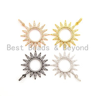 CZ Micro Pave Hollow out Star/Sun Pendant/Charm,Cubic Zirconia Paved Charm, Necklace Bracelet Charm Pendant, 33x36mm,sku#F503